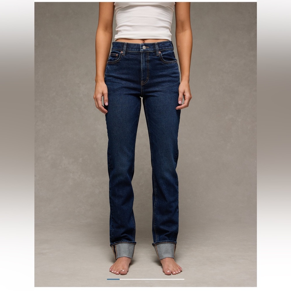 American Eagle Outfitters Dark Blue Straight Leg Jeans